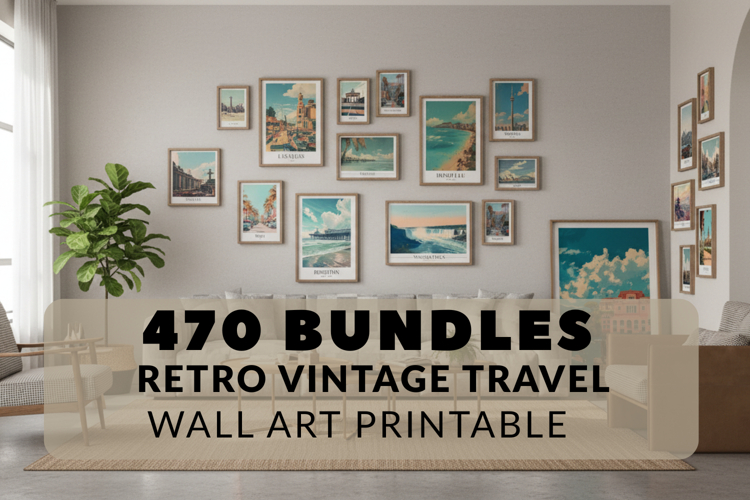 470 Retro Vintage Travel Wall Art Printable I TV Frame example image 1