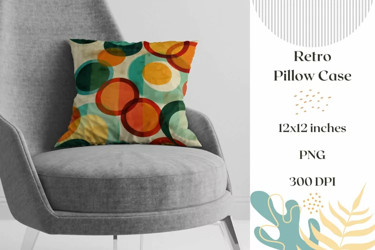 Retro Pillow Case Design, Multicolor Pillowcase Sublimation
