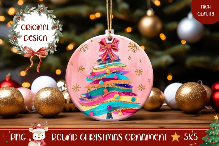 Abstract Christmas Ornament, Pink Christmas Tree Ornament