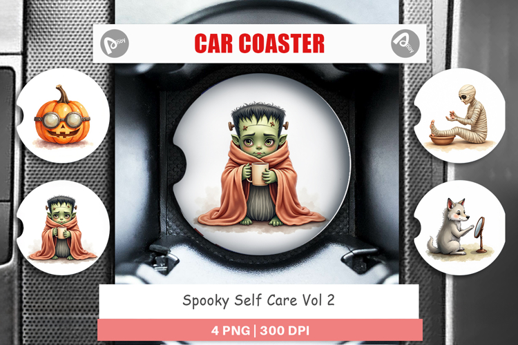 Car Coaster Watercolor Spooky Self Care