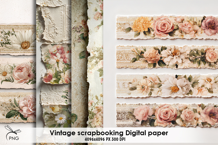 Vintage flowers digital paper