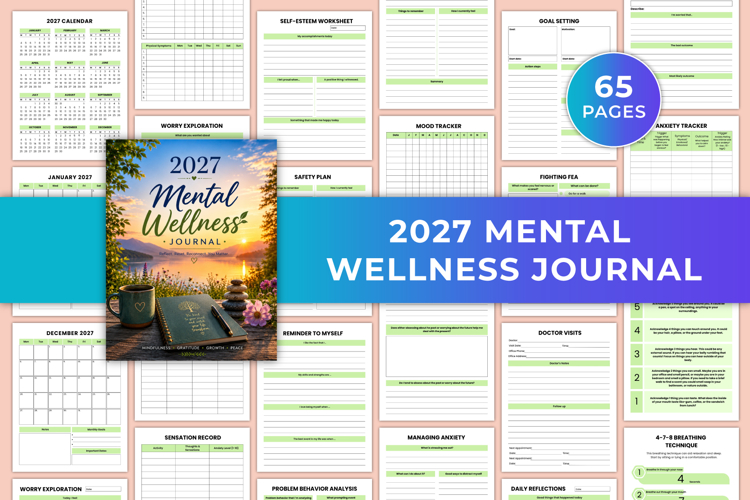 2027 Mental Wellness Journal | Mindfulness Planner, Anxiety