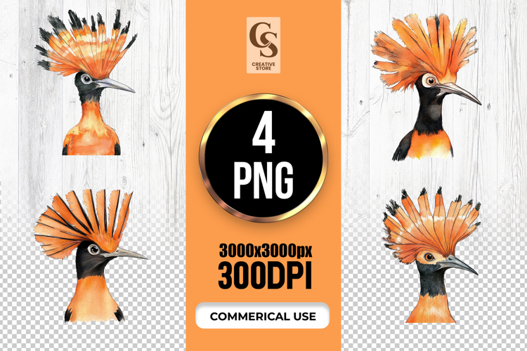 Watercolor Crested Bird Clipart Sublimation PNG