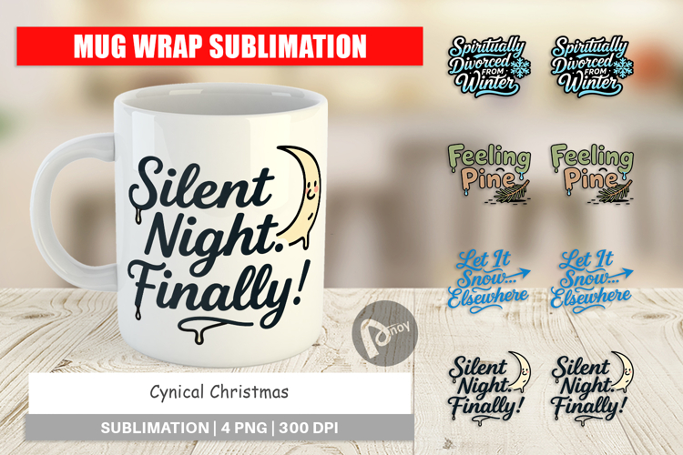 Cynical Christmas Phrases Mug Wrap