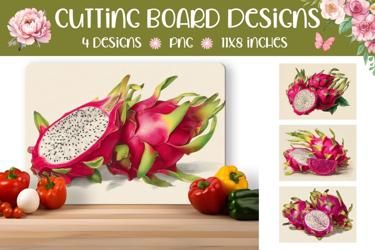 Fruits Cutting Board, Dragon Fruit Cutting Board, Fruits PNG