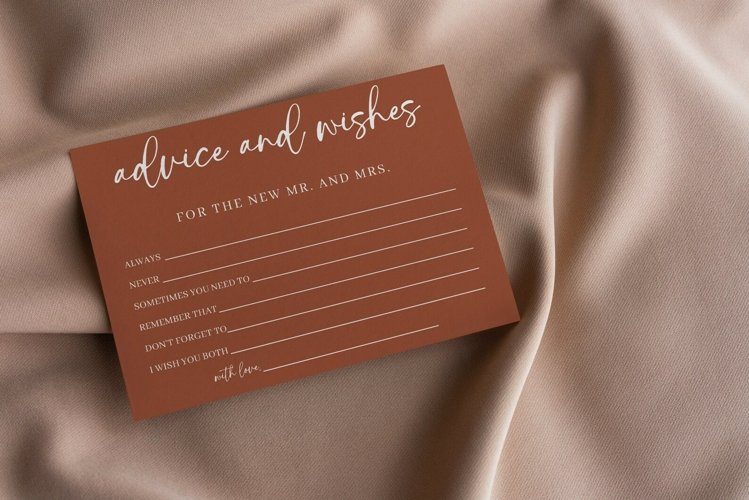 Wedding Advice and Wishes Cards Brown Template