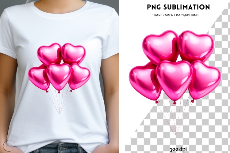 Valentine balloons png design for T-shirts