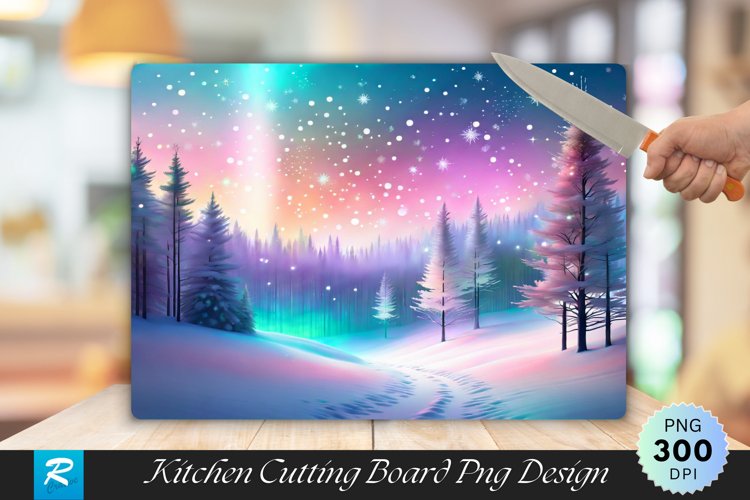 Celestial Starry Christmas Wonderland Cutting Board PNG