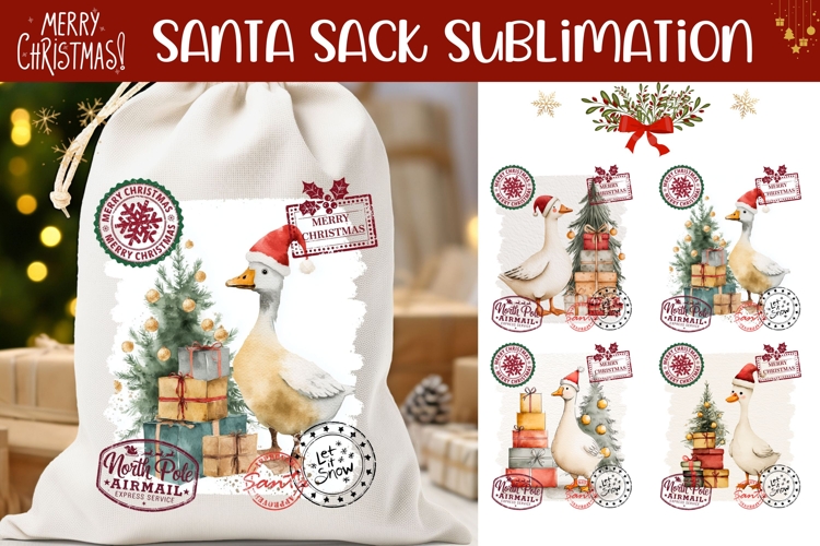 Cartoon Christmas Goose Santa Sack Designs, Kids Santa Sack