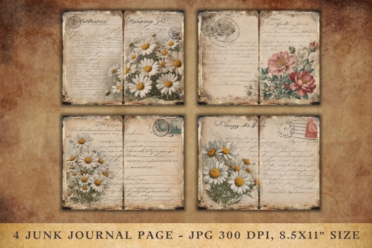 Junk Journal Pages Floral Flower Foliage Page 1 example image 1