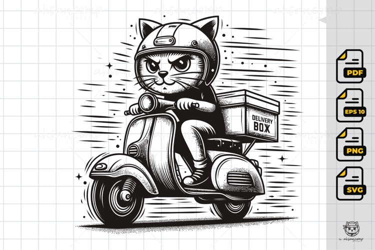 Cool Cat Rider on Classic Motorcycle