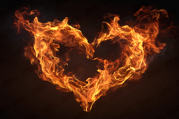 Burning Fire Heart Flames - Passionate Love Digital Art