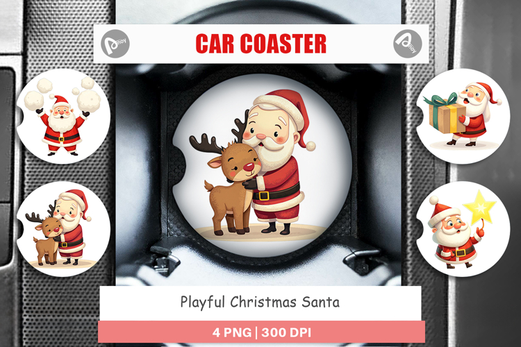 Car Coaster Playful Christmas Santa
