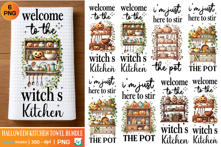 Halloween Kitchen Towel Designs, Cute Halloween Recipes PNG