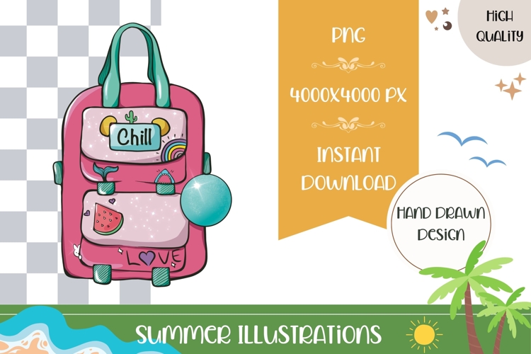 Hand Drawn Backpack Illustration, Cartoon Backpack PNG