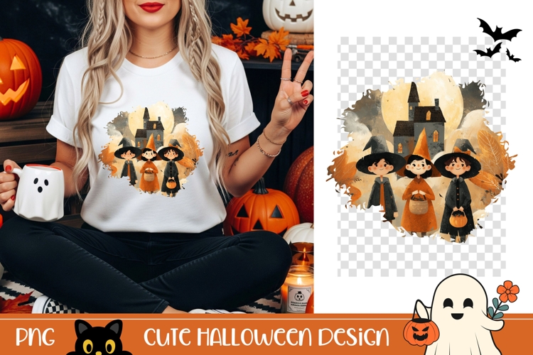 Kids Halloween PNG, Cartoon Halloween Castle Sublimation