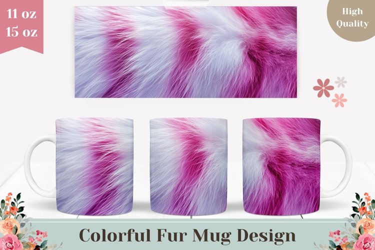 Pink Fur Mug Design, White Fur Mug Template example image 1