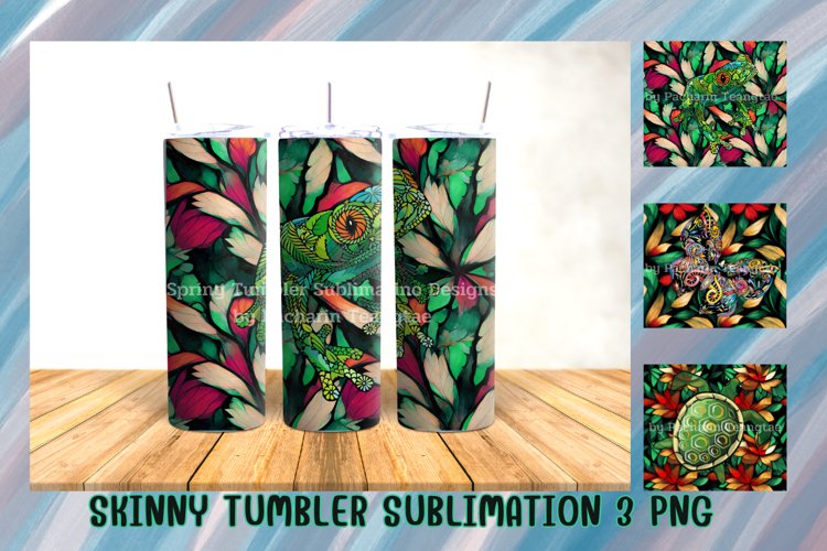 Spring Skinny Tumbler Sublimation Desing. example image 1
