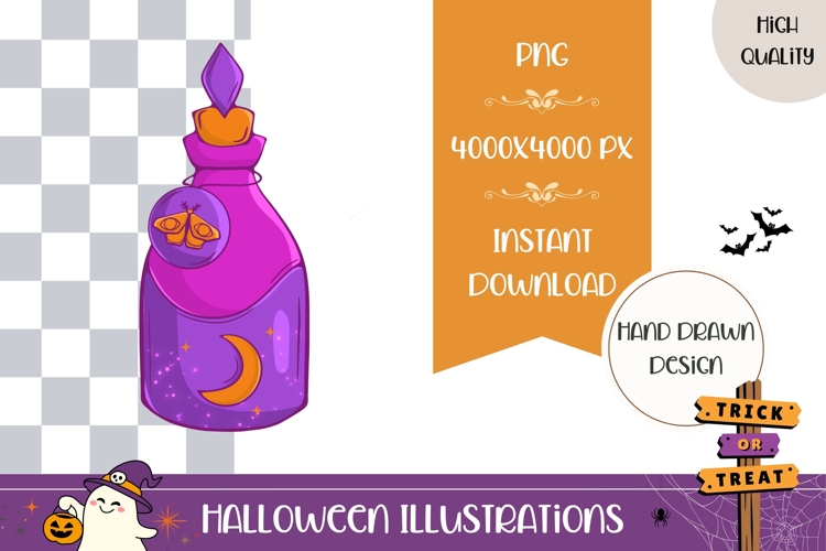 Hand Drawn Halloween Poison Bottle Illustration PNG