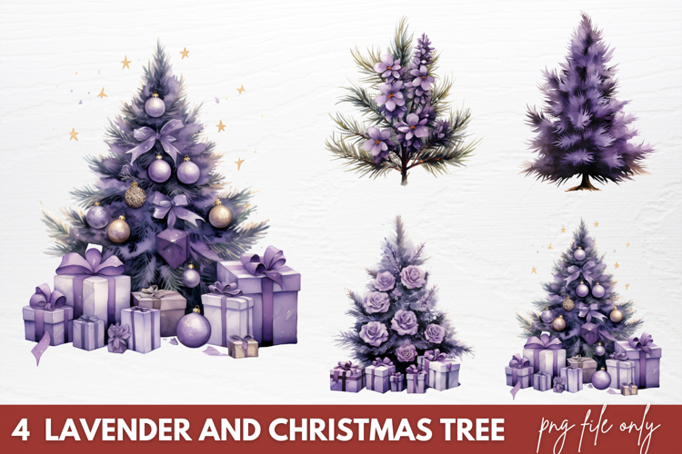Lavender And Christmas Tree Sublimation PNG