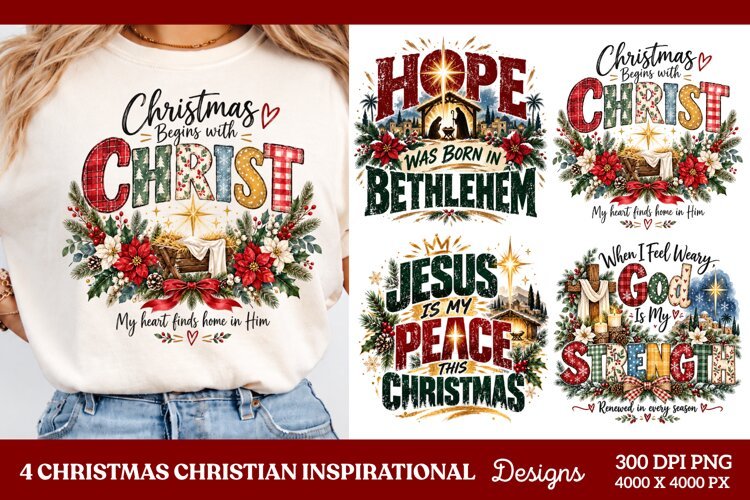 4 Christian Christmas PNG Designs, 4 Christian Inspirational example image 1
