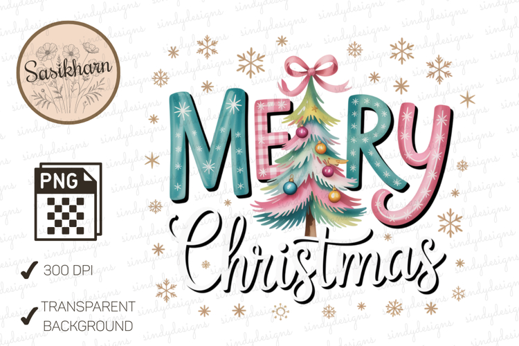 Whimsical Pastel Christmas Retro Xmas