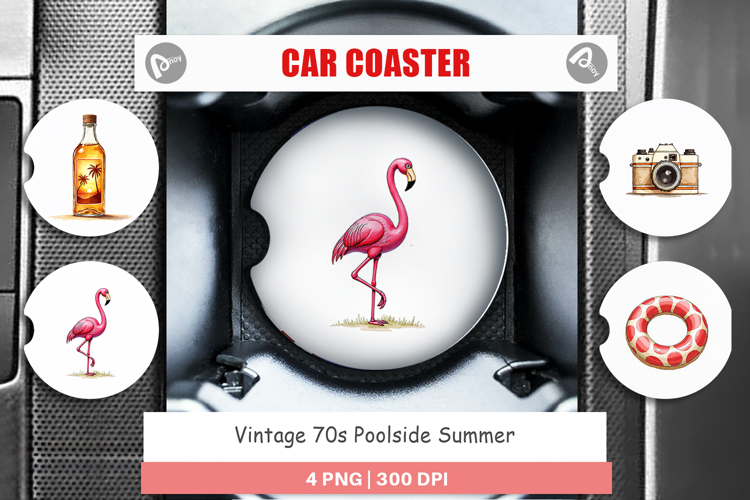 Vintage 70s Poolside Summer Car Coaster