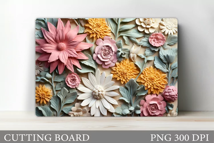 3D Flowers Cutting Board. Kitchen Cutting Board Sublimation