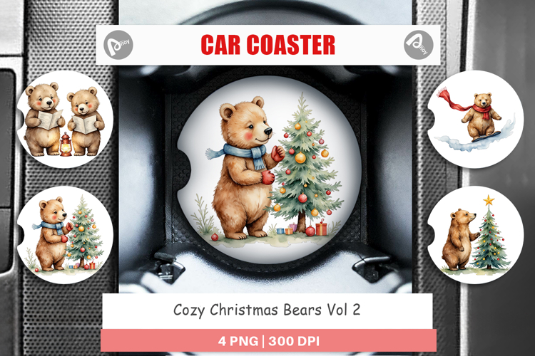 Car Coaster Cozy Christmas Bears