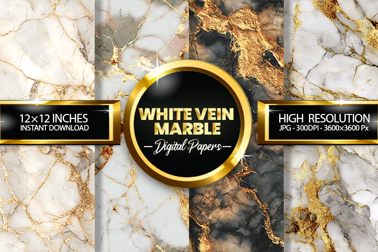 White Vein Marble Digital Papers - 04 variations