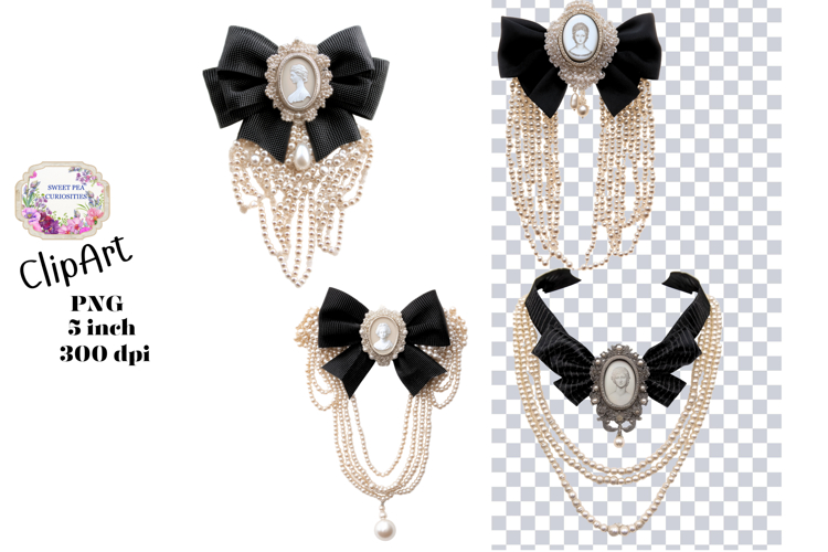 Cameo, Pearls, Ephemera, PNG, Junk Journal, clipart