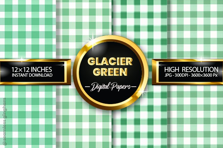 Glacier Green Gingham Digital Papers 04 Variations example image 1
