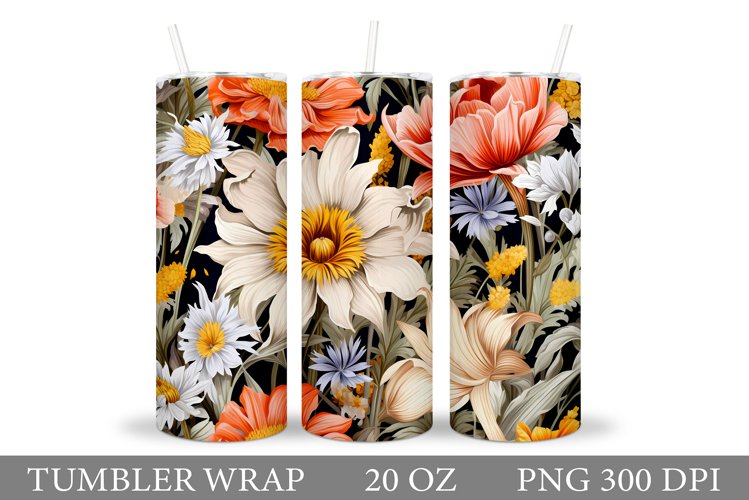 Flowers Tumbler Design. Flowers Tumbler Wrap Sublimation