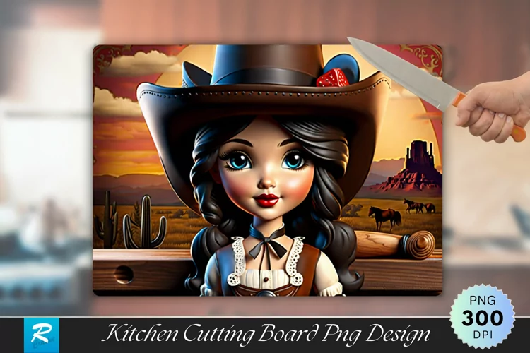 3D Cute Girl Cutting Board Sublimation Design