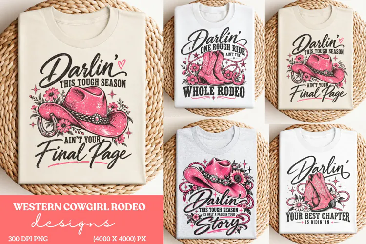 Darlin This Tough Season Cowgirl PNG, Pink Western Cowgirl R