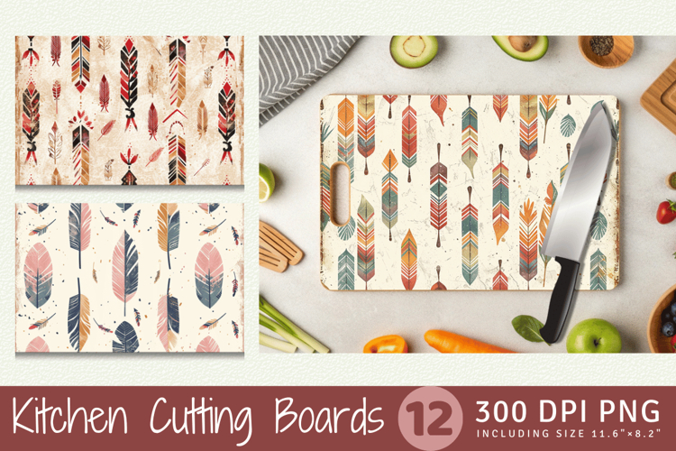 Boho Feathered Arrows Cutting Boards sublimation Design