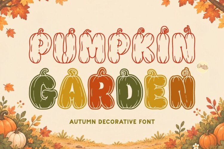 Pumpkin Garden Autumn Decorative Font 2 styles example image 1