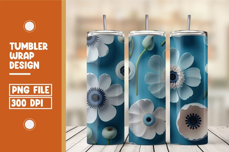 3d flower pattern tumbler wrap sublimation