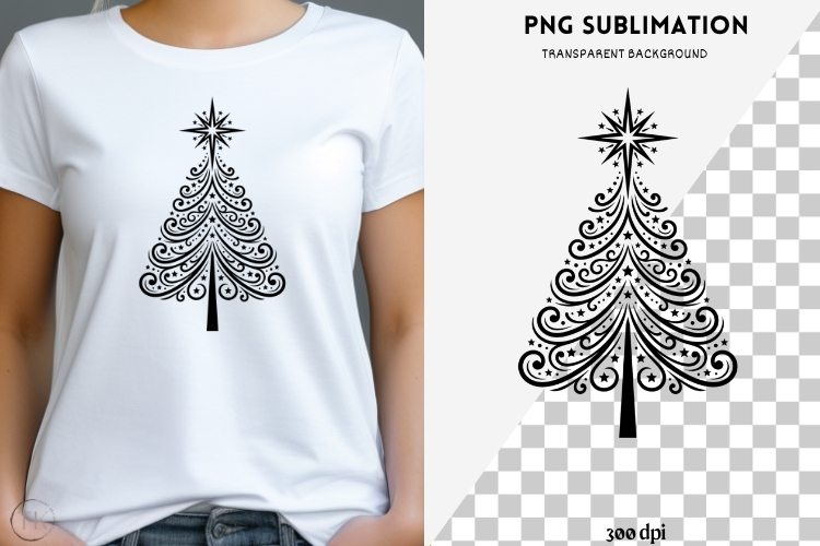 Christmas tree silhouette png design for T-shirts