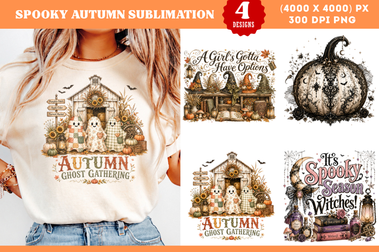 Spooky Autumn sublimation Halloween PNG
