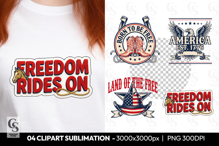 Freedom Rides On Western Clipart Sublimation PNG