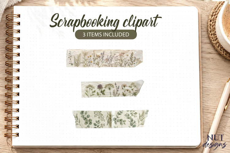 Botanical Washi Tape Clipart Scrapbooking wildflowers