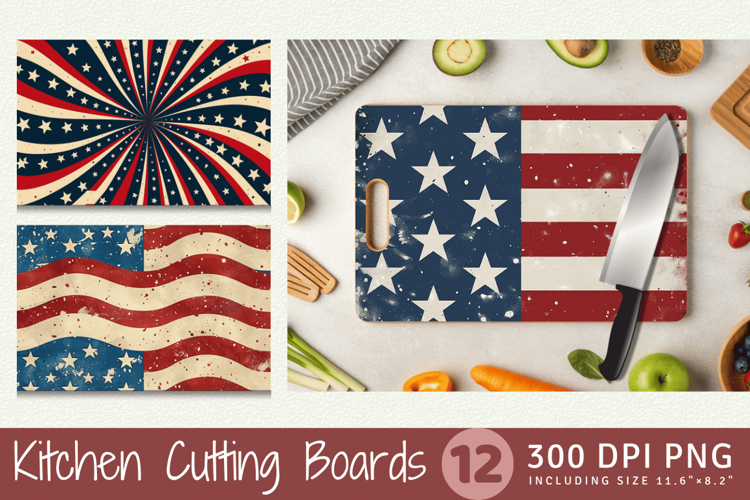 4th of July Patriotic Cutting Boards sublimation Design