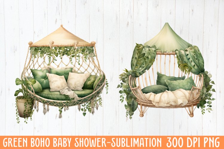 Green Boho Baby Shower Sublimation