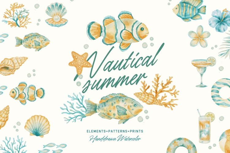 Nautical Watercolor Summer Bundle