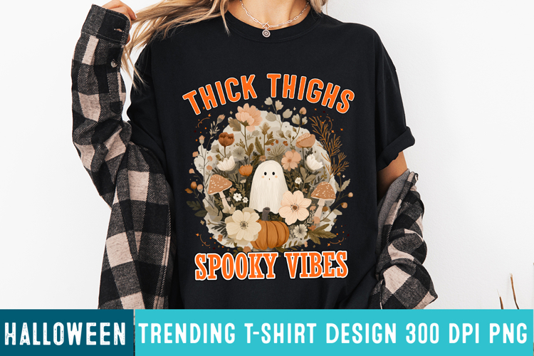 Thick Thighs Spooky Vibes Sublimation Design