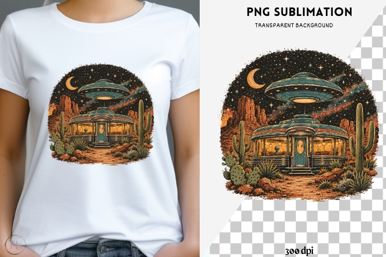 Roswell road trip png design for T-shirts