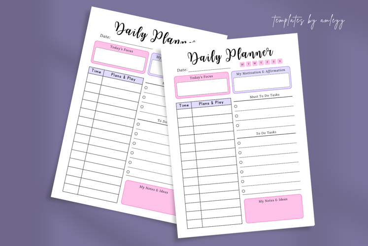 Aesthetic Daily Planner Template for Canva | Editable PDF  