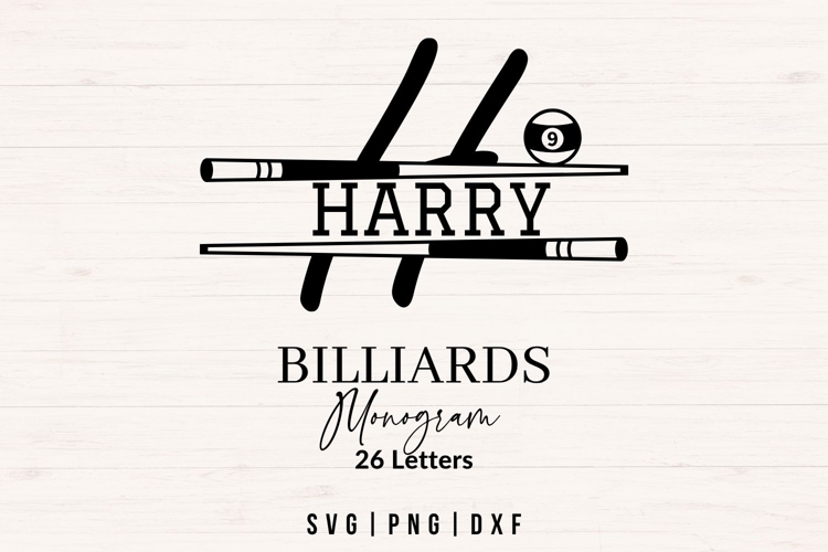 Billiards Split Monogram SVG Bundle AZ | Pool Cue & 9 Ball