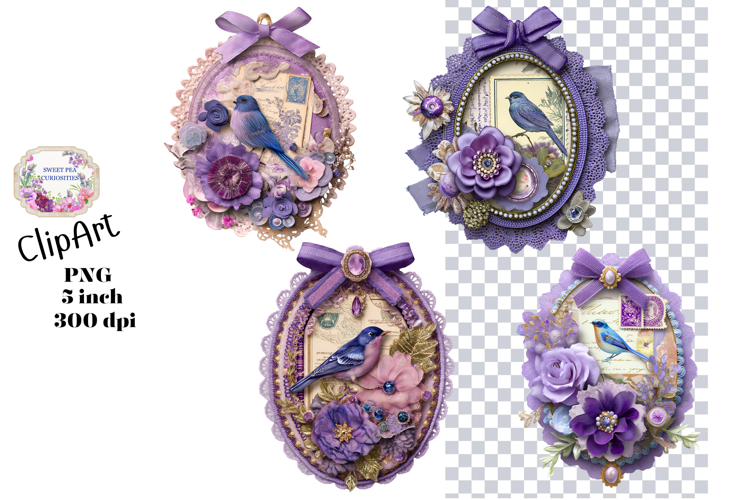Flowers, Birds, Ephemera, PNG, Junk Journal, clipart